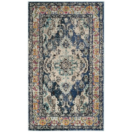 Safavieh Monaco Small Rectangle Area Rug, Navy and Light Blue - 4 ft. x 5 ft.-7 in. MNC243N-4